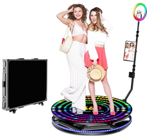 360 Photo Booth Machine for Parties, Auto Spin Video Booth with Flight Case, 360 Booth with Remote Control for 1-2 People,RGB Ring Light, Free Custom Logo, 360 Camera Booth for Events (68cm/26.8 inch)
