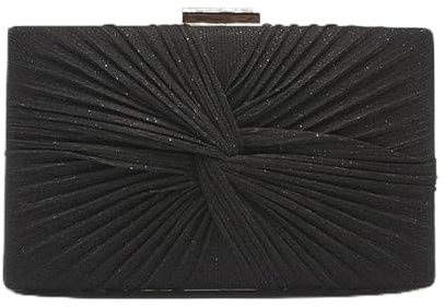 MICHELLE MOON Handtasche Damen Klein Elegant mit Glitzer | Abendtasche Schwarz | Clutch Schwarz für Hochzeit, Party und besondere Anlässe | Handtasche Damen Schwarz mit abnehmbarer Schulterkette