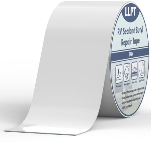 LLPT Butylband | Dach Reparaturband | Weiß | UV-beständiges RV-Dichtungsreparaturband | Extrem Langlebiges Wasserdichtes Luftdichtes | Für Fenster Wohnmobil Boot (SV62110WT4) | 101 mm x 15 m