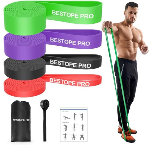 BESTOPE PRO Fitnessbänder mit 4 Widerstandsstufen, Resistance Bands Set mit Türanker, Pull Up Widerstandsbänder