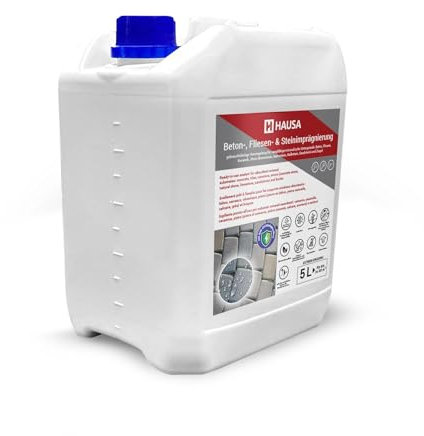 Hausa Steinimprägnierung, transparent, 5 L (bis 60 m²) – lösemittelfreie Versiegelung für Beton, Naturstein und Fliesen – wasser- und schmutzabweisend, UV- und witterungsbeständig – innen und außen