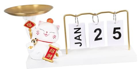Cabilock Perpetual Calendar Mit Glückskatze Tischkalender Deko Für Zuhause Büro Praktische Zeitmanagement-lösung Perfektes Für Katzenliebhaber Raumgestaltung