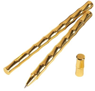VILLCASE Vintage Messingkugelschreiber 2 Stück, Gold, Retro Signatur