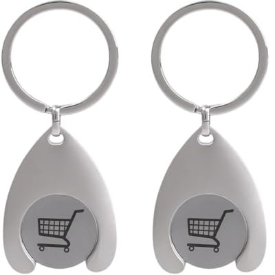 KEQAR 2 Pcs Jetons de Caddie Porte-clés, Jeton de Caddie en Métal, Alliage de Zinc (Argent)