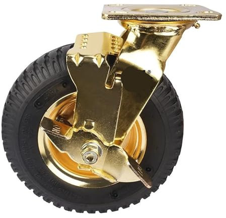 1 Stück Lenkrolle, 8 Zoll, vergoldetes Luftrad, Gummi-Hotelgepäckwagen(8-inch-A-braked)