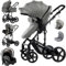 3 in1 Umkehrbarer Babyschale-Buggy | Dreibucherrahmen & Doppel-Federung | Ein-Klick-Faltmechanismus für Neugeborene und Kleinkinder(Grau)