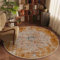 DJHWWD Waschbarer Teppich Aesthetic Antirutsch Kurzflor Gelbe Runde Fussabtreter für Kinderzimmer Junge,Weltraum,Wohnungs 80X80cm