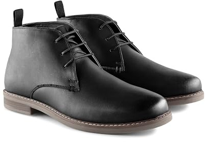 Silver Street London Men's Redhill Leather Desert Chukka Boots | Full-grain upper with 3 eyelet lacing; cushioned insole, rubber outsole, ankle high fit for office, dinner and weekend wear