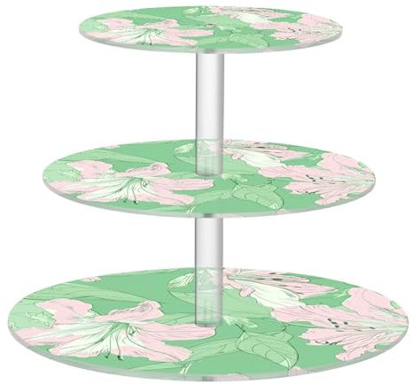 siphylline Illustrazione Azalea Verde Salvia Pesca Vassoio Acrilico Trasparente Impermeabile Tre Strati Display Vassoi Cucina