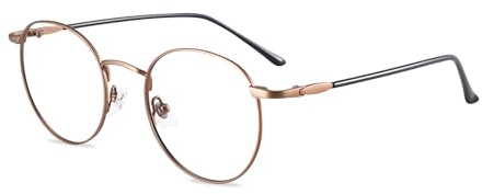 Firmoo Lesebrille 0.5x Damen Herren Runde Blaulichtfilter Brille mit Stärke | Metall Entspiegelt Anti-Glanz Computerbrille mit Stärke für PC/Handy/Fernseher,Antike Bronze