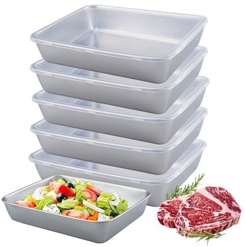 suaywo 6er-Set Edelstahl-Aufschnittboxen mit Deckel und Spülmaschinenfest | 1700 ml Stapelbar Aufschnittbox Fresh Edelstahl Frischhaltedosen für Käse, Fleisch und Wurst Geeignet