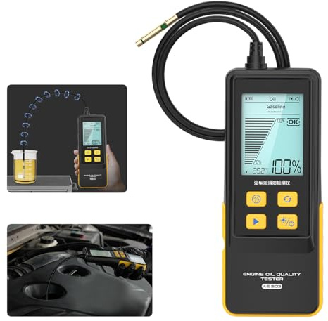 AS503 Motoröltester-Kit, Qualitätstestkit für Benzin- und Dieselmotoröl, Transmissions- und Temperaturanalysedetektor mit 31,5 Zoll flexibler Sonde, 2,8 Zoll Display mit Hintergrundbeleuchtung