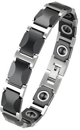OIDEA Herren Magnet Armband Keramik: Weiß Gold Schwarz Gesundheit Armkette Magnetarmband mit Magnete Verstellbar Mode Schmuck Geschenk für Männer Freund Familie