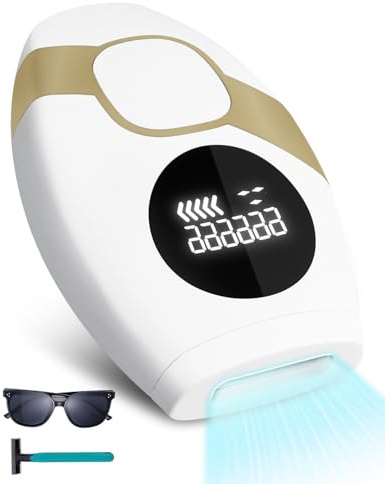 IPL Hair Removal Device with 5 Adjustable Energy Levels, 999,999 Flashes, Manual & Auto Modes, for Comfortable and Effective Hair Removal on Face, Underarms, Legs, and Body