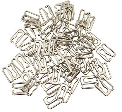 HAND Metal 9 Shape Lingerie Hooks 1.3 cm x 1 cm, Takes Straps up to 1 cm Width, Pack of Approx 50 (21 g) Silver Colour