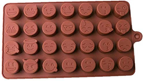 Seleto Bake Emoji Silikon Schokoladenform, 3D Schokolade Silikonform 28 Mulden Pralinen BPA Frei Verschiedene Backformen Silikon-Backform Pralinen für Backen Süßigkeiten Eiswürfel