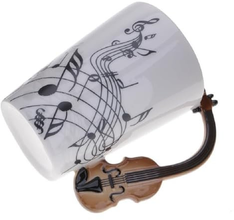 Kompassswc Keramik Musiktasse Musikmotiv Porzellan Tasse Musik-Note Bedruckt Kaffeetasse Ø7,5 H10cm Geschenk Kaffeebecher Für Musiklieber Geburtstag Weihnachten Muttertag Neujahr (Geige)