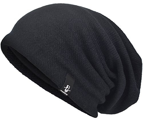 VECRY Herren Baumwolle Mütze Strickmützen Slouch Beanie Schädel Cap Winter Sommer Hüte (305-Schwarz)