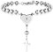Flongo Armband Rosenkranz Kette Armkette, Edelstahl Anhänger Armreif Kette Kugelkette Silber Englisch Bibel Herz Herzchen Tag Kruzifix Kreuz Kugel Perle Perlen Rosenkranz Herren,Damen