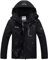 Memoryee Herren Ski Jacke Warmer Gefüttert Winter Fleece Mantel Wasserdichter mit Abnehmbarer Kapuze Outdoorjacke/Black/XXL