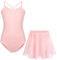 FONLAM Vestito Body Danza Classica Balletto per Bambine Ragazze Body Ginnastica Cotone Tutù Balletto (Rosa, 12-13 Anni)