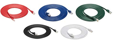 Amazon Basics Câble Ethernet Cat 6, Protégé Contre les Plis, RJ45, 3 m, lot de 5, Noir/rouge/bleu/blanc/vert