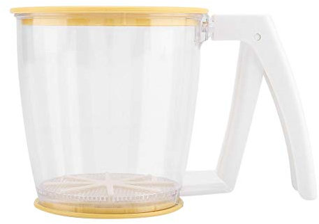 Flour Sifter Crank Flour Sifter Hand-held Cup Flour Sifter Strainer Powder Mesh Sieve Baking Supplies Tools with Lid for Flour Icing Sugar Baking Supplies