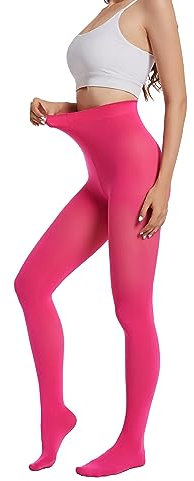 HeyUU Donna Collant Colorato Semi-opaco 80 DEN Collant di Sostegno in Microfibra(rosa rossa,XS-S