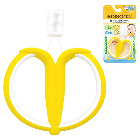 Edison Mama Erstgebrauch Zahnbürste für 6 Monate und älter / Bananenübungen gewöhnen sich an Zahnbürsten, vorne und hinten