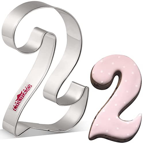 LILIAO Number 2 Cookie Fondant Biscuit Cutter for Birthday/Anniversary/Special Day - 2.6 x 4 inches - Stainless Steel