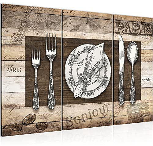 Runa Art Résumé De La Cuisine Peinture Tableau Salon XXL Brun Beige café 120 x 80 cm 3 Parties Decoration Murale 038131a