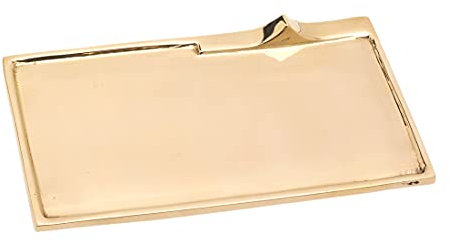 NKlaus piatto portacandele rettangolare 17x9cm ottone lucido portacandele decorazione piatto bombato 10539