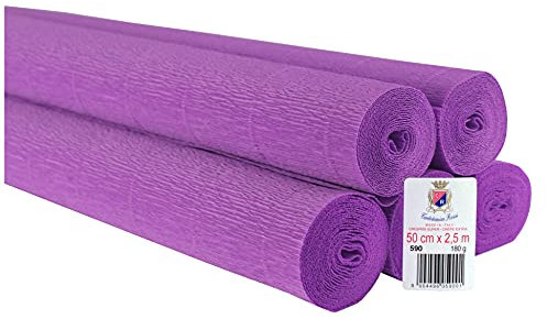 5 Rotoli Crespate gr.180 50x250 Tinta Unita - 590- Lilla FSC MIX CQ-COC-000186