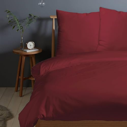 Pizuna Bettwäsche 200x200 + 80x80 Baumwolle Rio-Rot 400 Fadenzahl | 2-Teilig 100% Langstaple Baumwolle Bettbezug und Kissenbezug, Mako Satin Bettwäscheset 200x200 + 80x80 Mako Satin