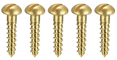 sourcing map Wood Screws M2.5 x 12mm Slotted Round Head Brass Self-Tapping Screw 100 Pcs