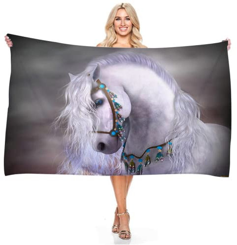 Ailaikei Pferde Strandtuch galoppierendes Pferd Collection Badetuch, Pferde-Motiv, Badetuch groß,microfaser,Geschenk für Mädchen (1,100x200cm)