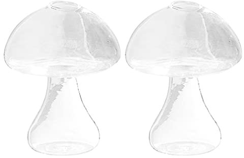 BESPORTBLE 2stücke Mushroom Glass Vase Kreative Glasvase Für Blumenarrangements Transparente Tischdeko Für Wohnzimmer Büro Und Balkon Stilvolle Inneneinrichtung Süße Deko-Accessoires