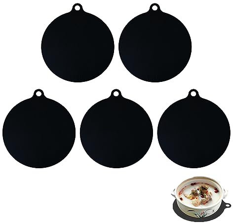 Smallterm 5 Pack Induction Hob Protector Mat Anti- Mat Silicone Pad Scratch Protector Cover Heat Insulated Mat, Black