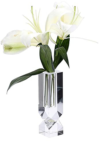 JUXYES Kristall-Blumenvase, schwere Glasvase für Blumenarrangements, kleine Schnittblumen, dekorativer Mittelpunkt für Zuhause, Büro, Hochzeitsdekoration