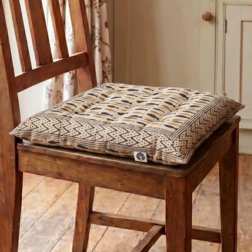 Steppkissen aus Indien, handbedrucktes Ethno Kissen 40x40 cm, Modell 13 | 100 % Baumwolle, traditioneller Blockdruck, einzigartiges Design, ideal als Stuhlkissen oder Bodenkissen