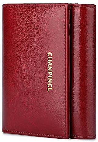 CHANPINCL RFID Vintage Kurz Damen Geldbörse Safe Große Kapazität Münzbörse Doppel Große Geldscheine Multikarte Geldbörse, Rot/Ausflug, einfarbig (Getaway Solids), Geldbörse mit Schnalle