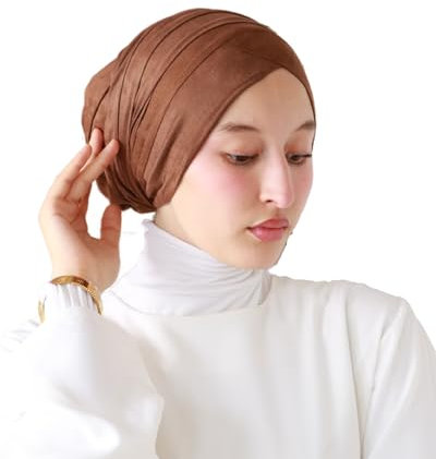 Lamis Hijab TU-5 Turban für muslimische Frauen, Wildleder, zum Überziehen, taupe, One size
