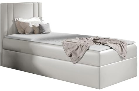 Mirjan24 Boxspringbett mit Bettkasten Harlon Mini, Bettgestell mit Polsterkopfteil, Bonell-Matratze, Topper, Polsterbett, Bett für Schlafzimmer (Soft 031, 100 x 200 cm, Seite: Links)