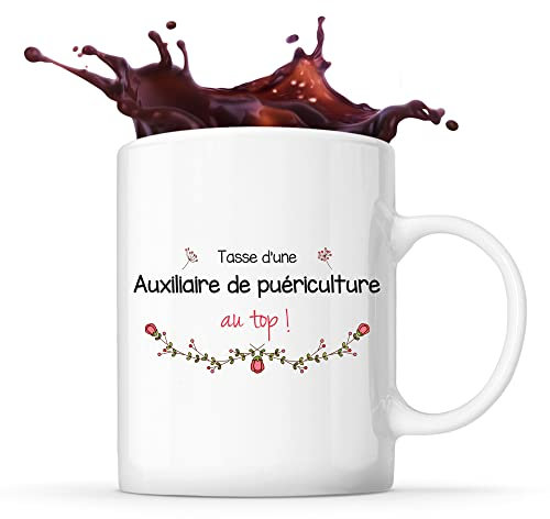 Planetee Tasse Auxiliaire de puériculture au Top Femme | Idée Cadeau Collègue Travail Retraite
