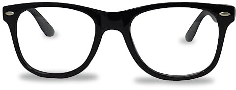 4E's Novelty Nerd-Kostüm-Brille für Erwachsene und Kinder, schwarze Hipster-Brille mit klaren Gläsern, ohne Sehstärke für Männer und Frauen