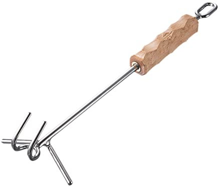 Luzhengyang Stainless Steel Camping Dutch Oven Lid Lifter with Comfortable Grip Wooden Handle for Lifting Carrying Dutch Ovens