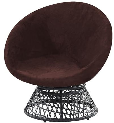 NOPEXTO Velvet Round Saucer Chair Cover Stretch Moon Chair Slipcover, Removable Barrel Chair Cushion Cover Saucer Chair Furniture Protector for Living Room (Large,Brown)