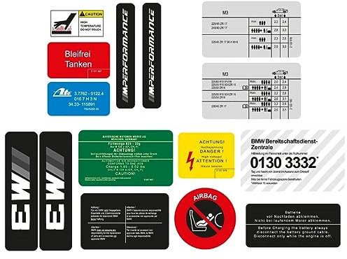 LST Hinweisschilder Sticker Aufkleber Warnhinweis Airbag Reifendruck M3 E36 Z3