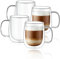 CNGLASS Glass Coffee Mugs 12oz(355ml),Double Wall Insulated Mug Set with Handle,Clear Glass Espresso Mugs for Latte,Cappuccino,Tea Bag,Hot and Cold Beverages,Set of 4