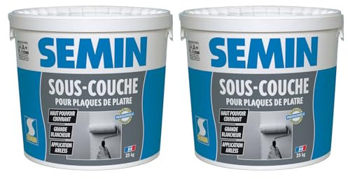 Sous Couche pour Plaque de Plâtre Semin, intérieur, Prêt à l'Emploi, Seau de 25 kg (lot de 2)